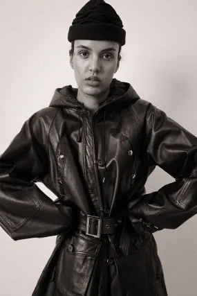 Leather Hood Coat