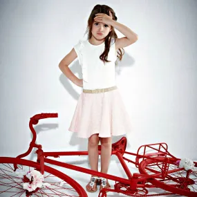 Lili Gaufrette Pink & Ivory Cotton Dress