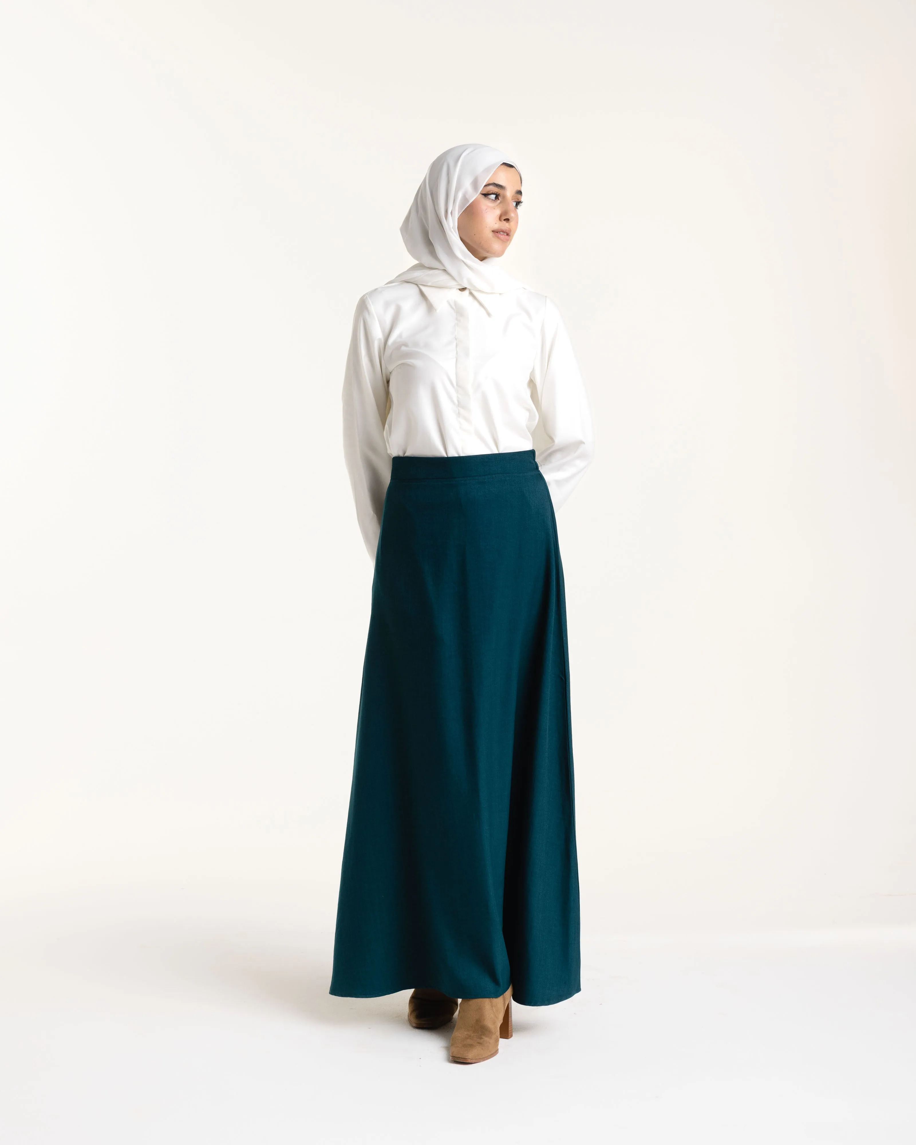 Linen Maxi Skirt Teal