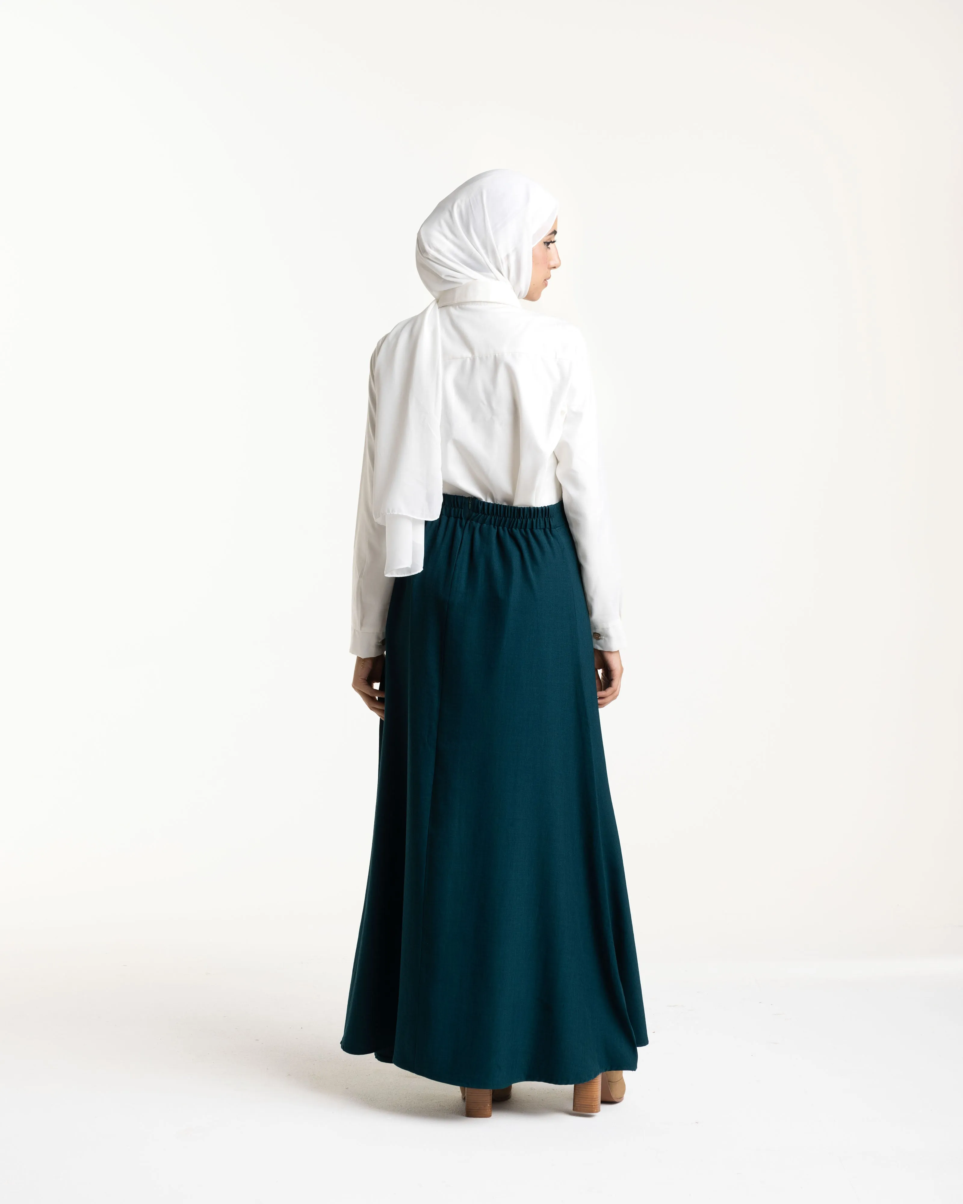 Linen Maxi Skirt Teal