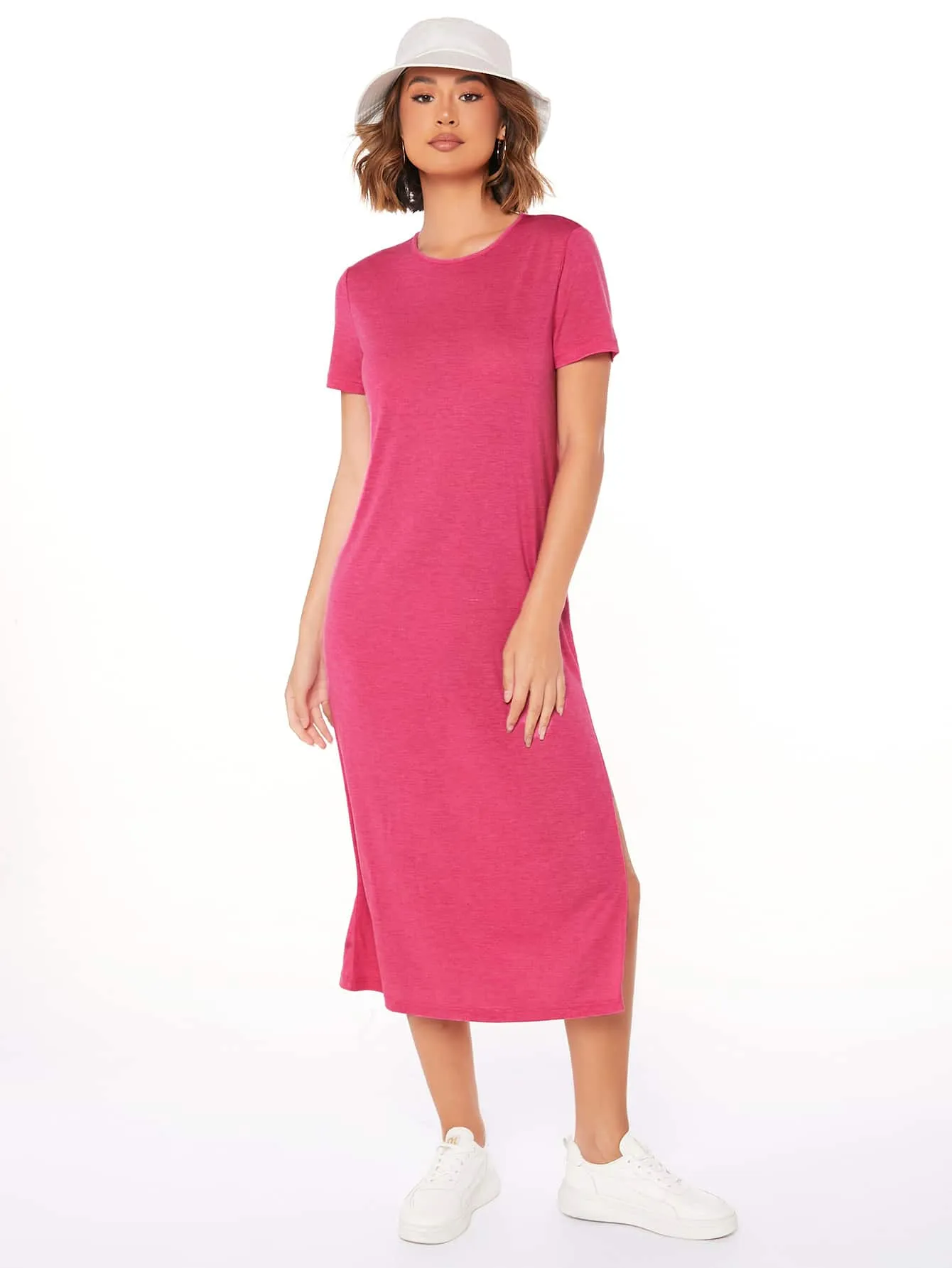 LUNE High Split Solid Dress