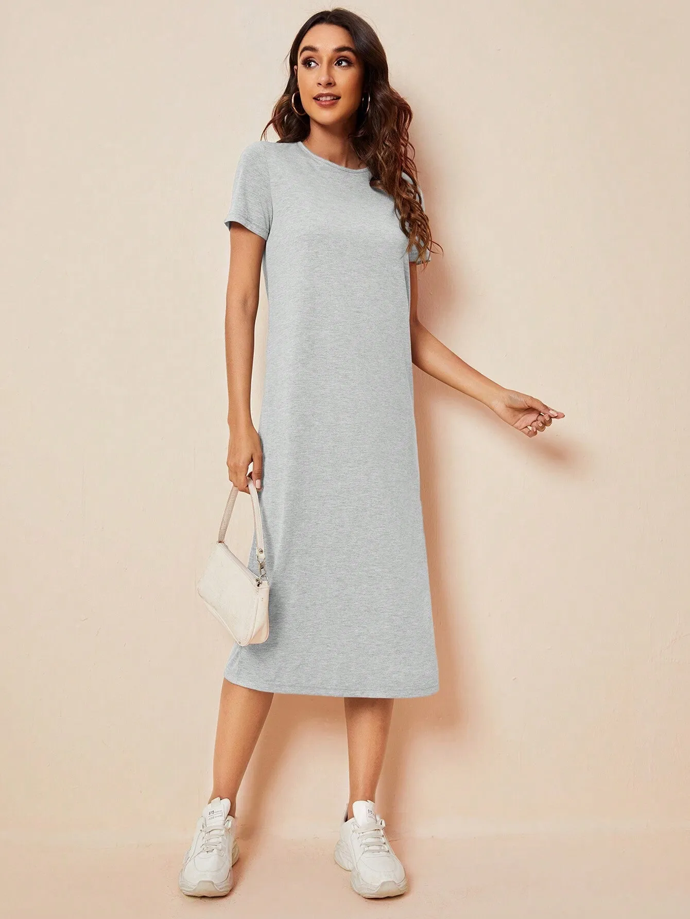 LUNE High Split Solid Dress