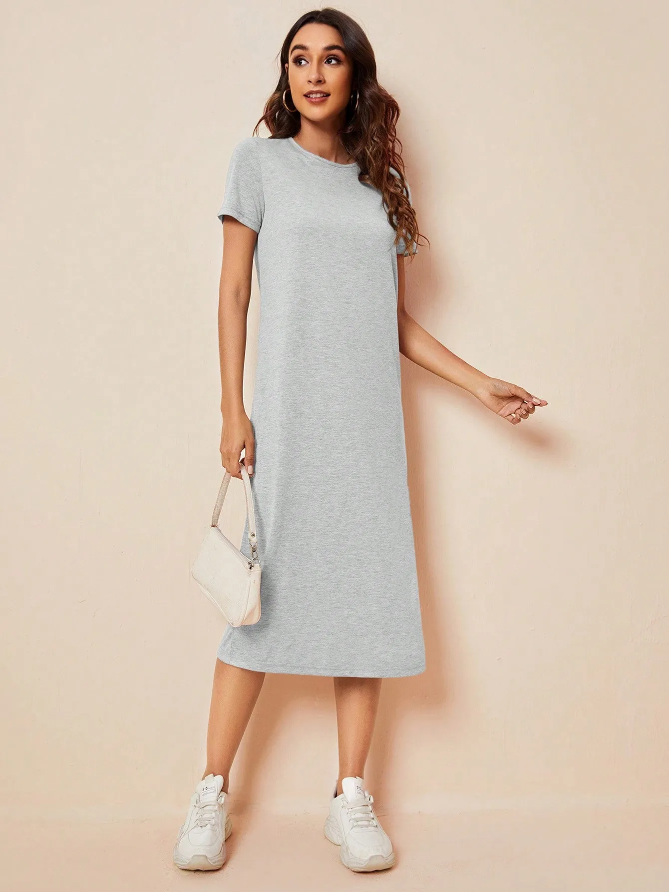 LUNE High Split Solid Dress