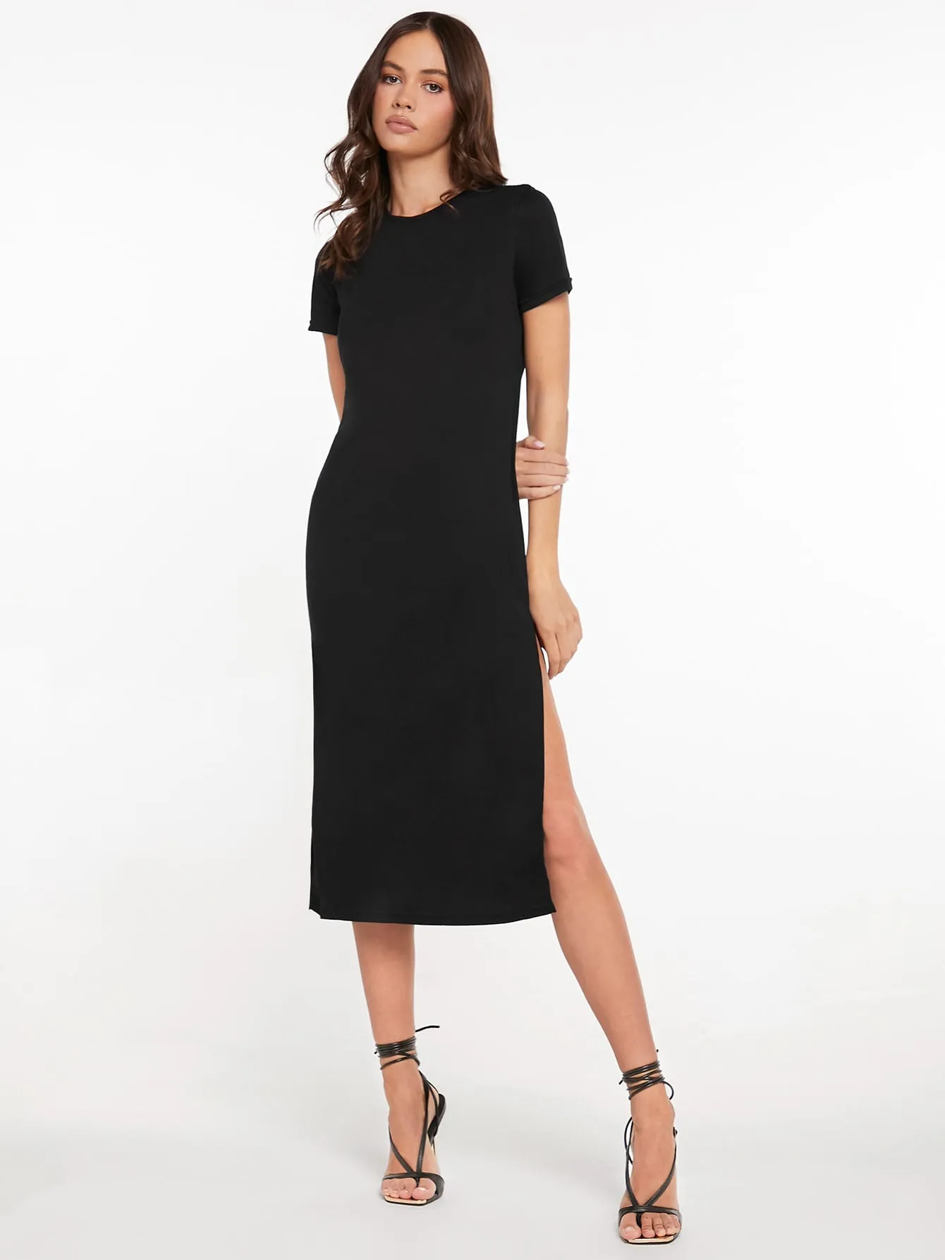 LUNE High Split Solid Dress