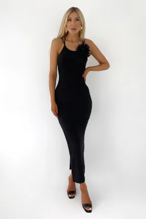 Mary Corsage Strappy Maxi Dress Black