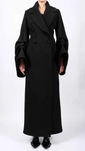 Maxi Wool Coat with Sleeve Detail