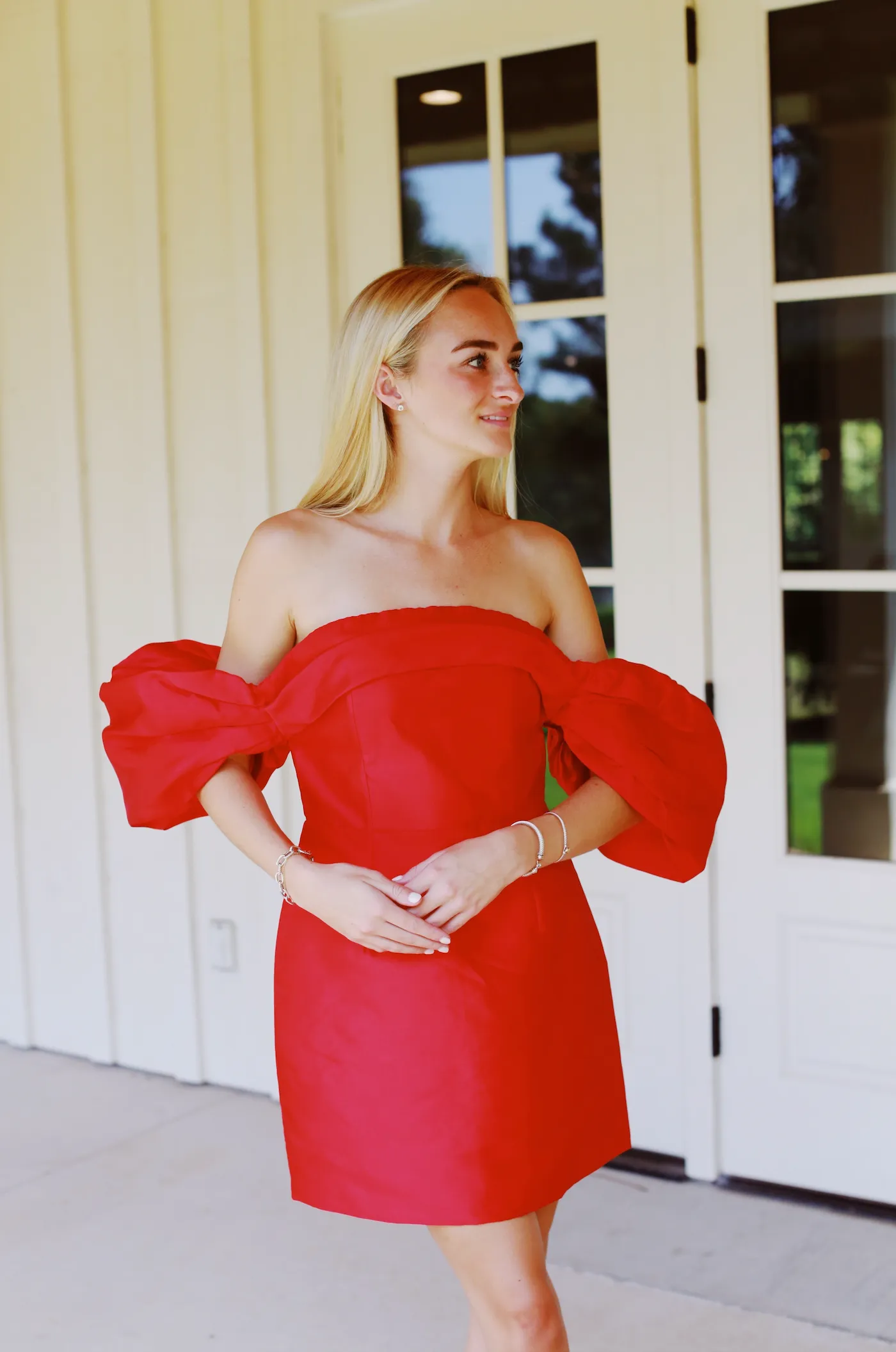 Mazie Puff Sleeve Dress - Red