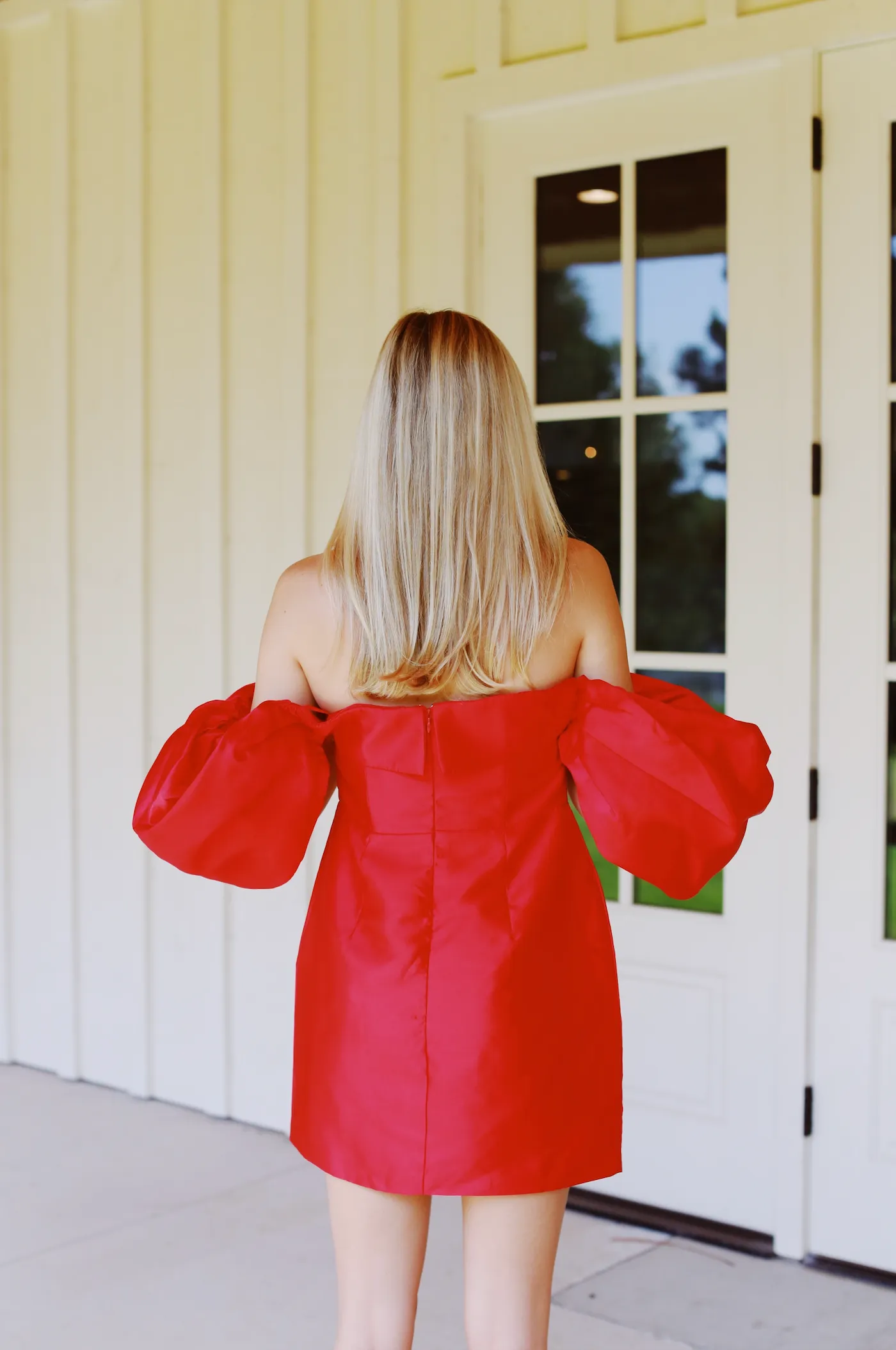 Mazie Puff Sleeve Dress - Red