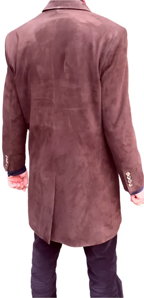Men's Brown Genuine Suede 3/4 Length Coat Jacket