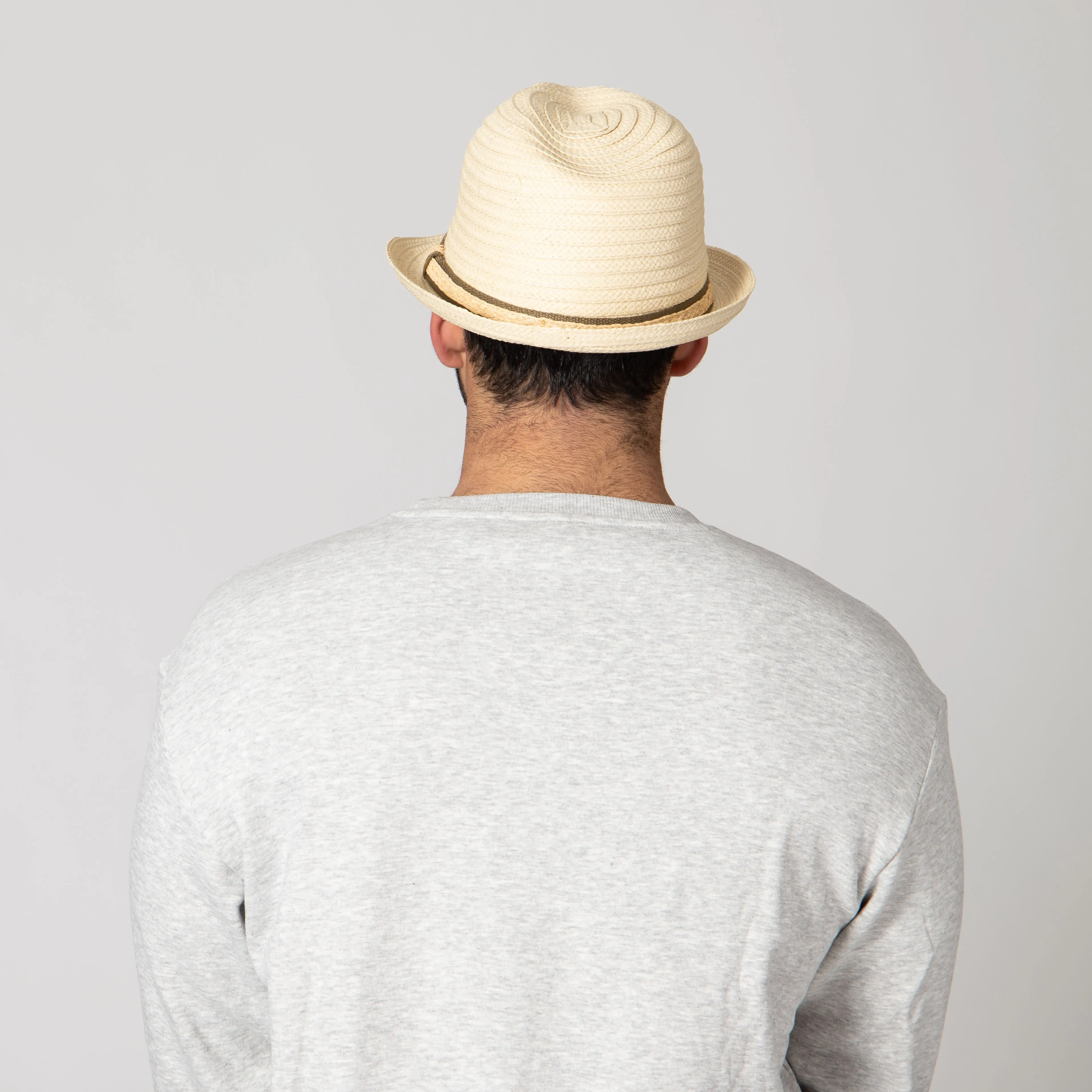 Men's Fedora With Layered Webbing & Raffia Trim