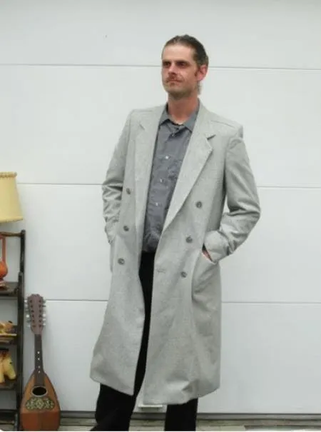 Mens Light grey overcoat - Wool Topcoat