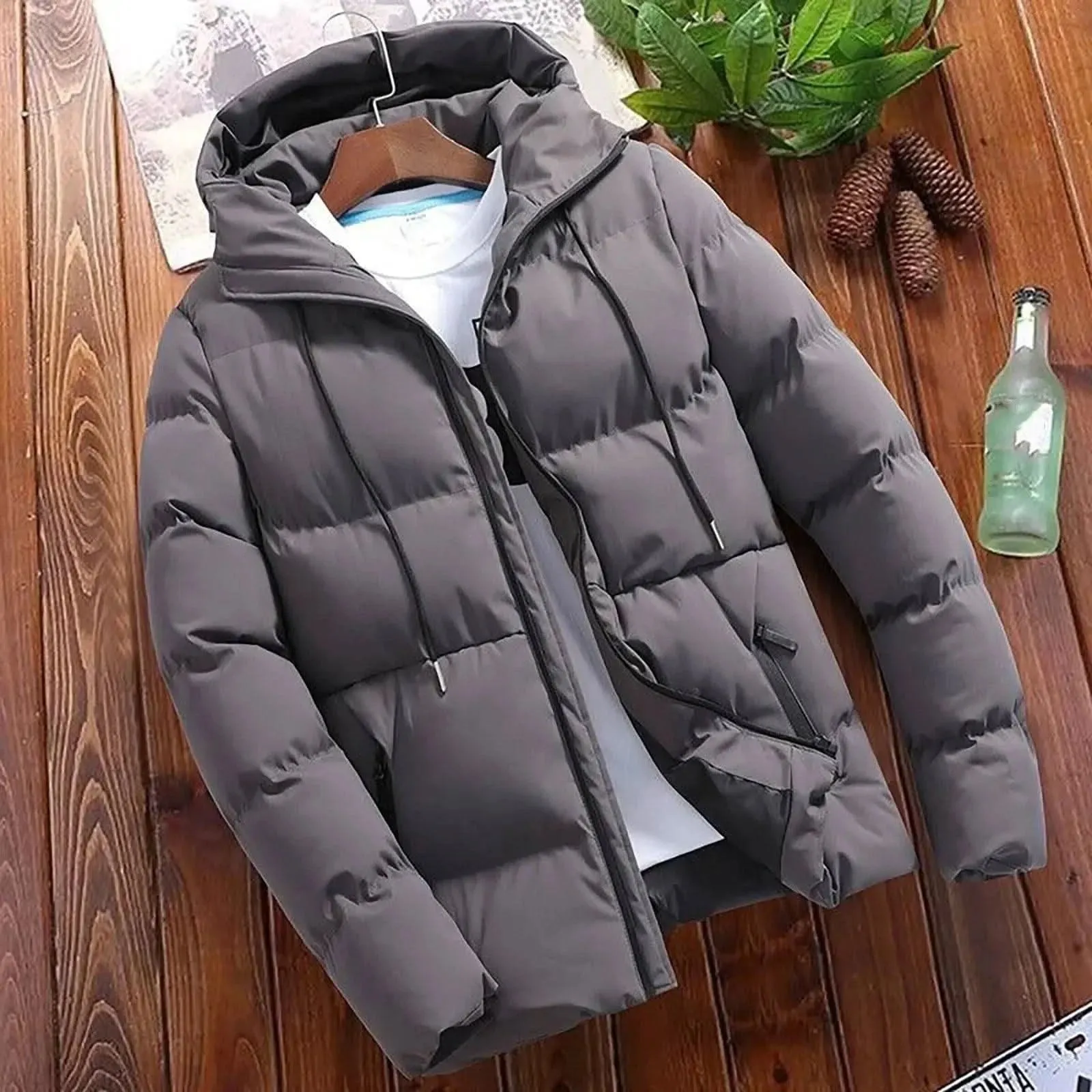 Men’s Winter Parka - Casual Hooded Puffer Jacket, Warm Thick Overcoat for Business & Outdoor Wear