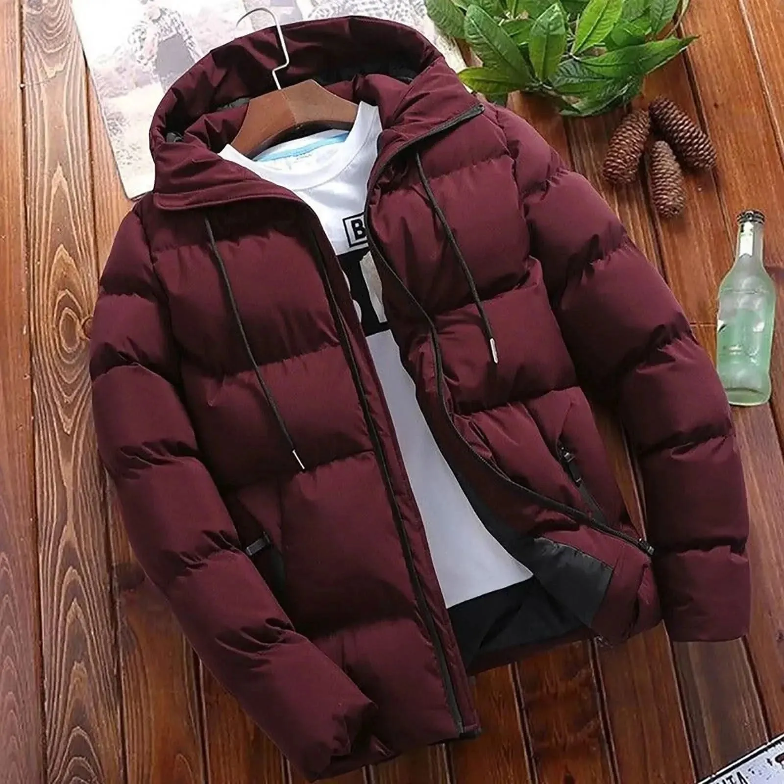 Men’s Winter Parka - Casual Hooded Puffer Jacket, Warm Thick Overcoat for Business & Outdoor Wear