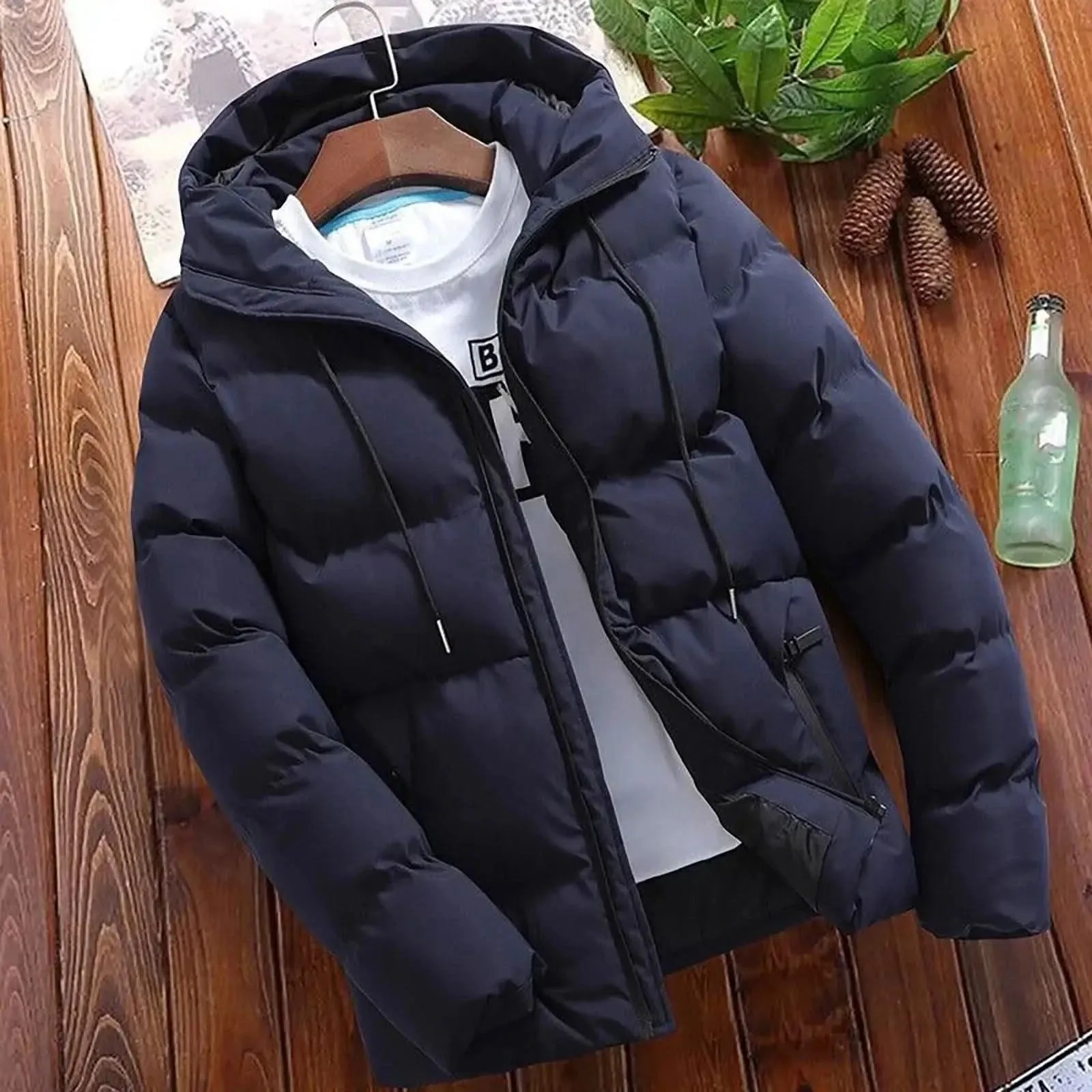 Men’s Winter Parka - Casual Hooded Puffer Jacket, Warm Thick Overcoat for Business & Outdoor Wear