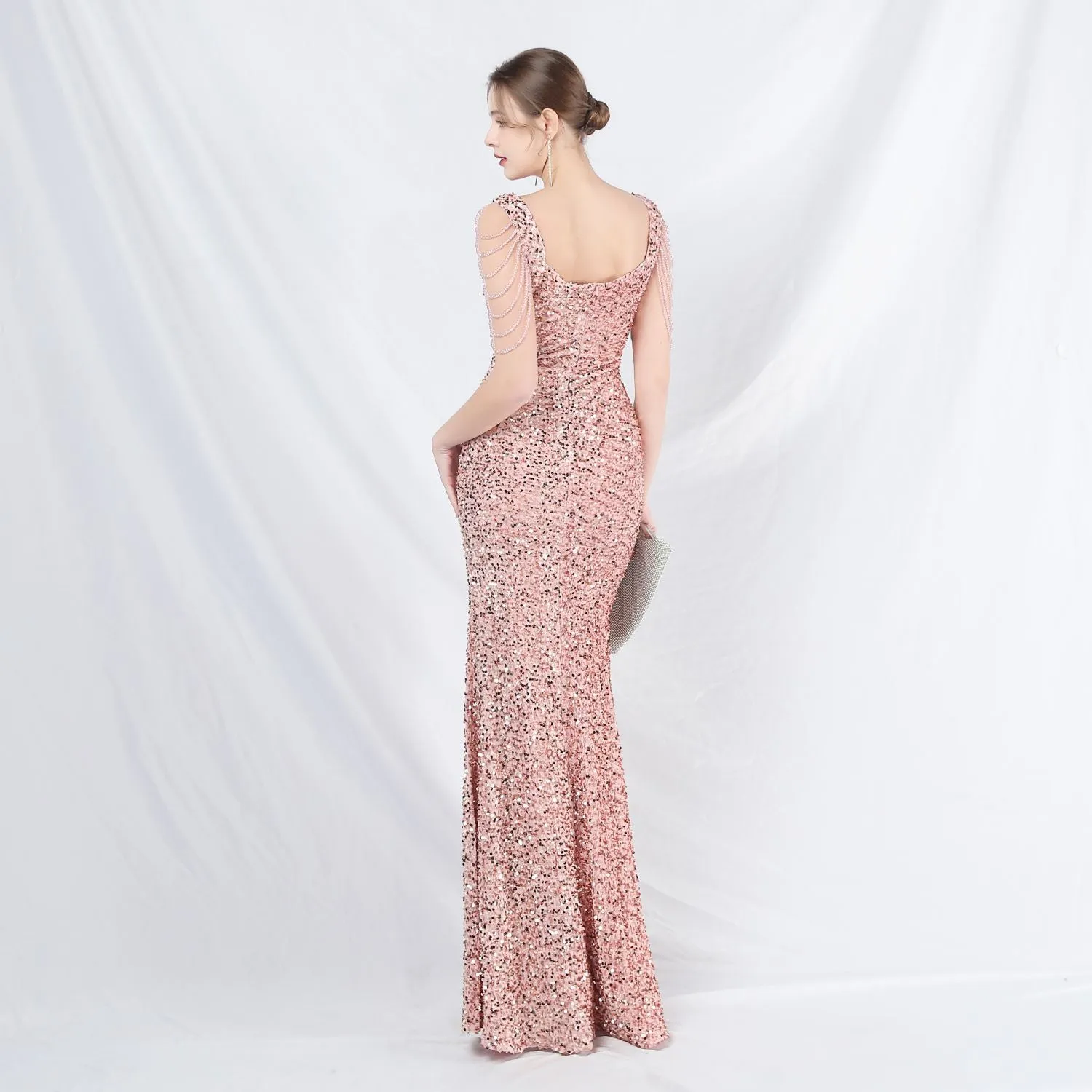 Metis-31828-Velvet Backed Beaded Formal Dress