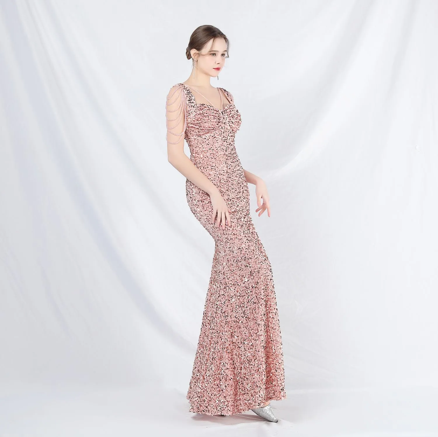 Metis-31828-Velvet Backed Beaded Formal Dress