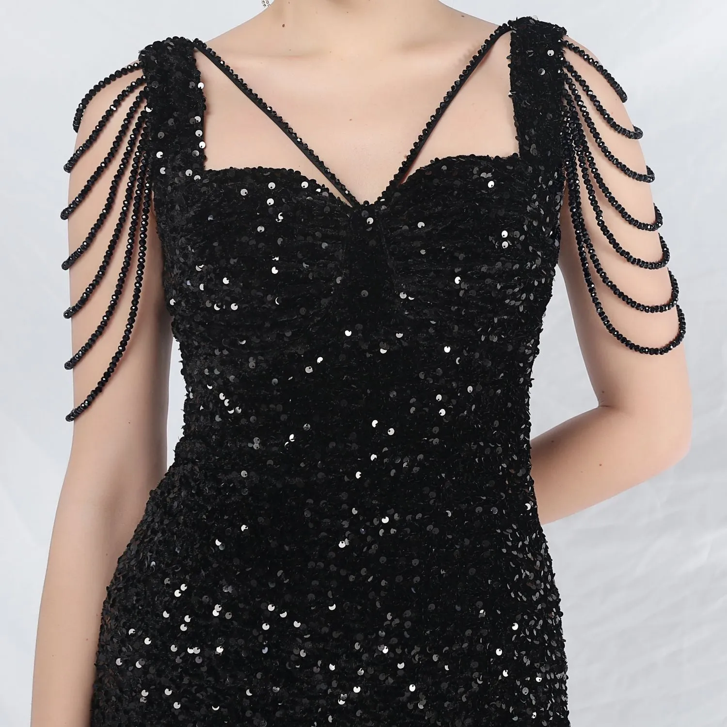 Metis-31828-Velvet Backed Beaded Formal Dress