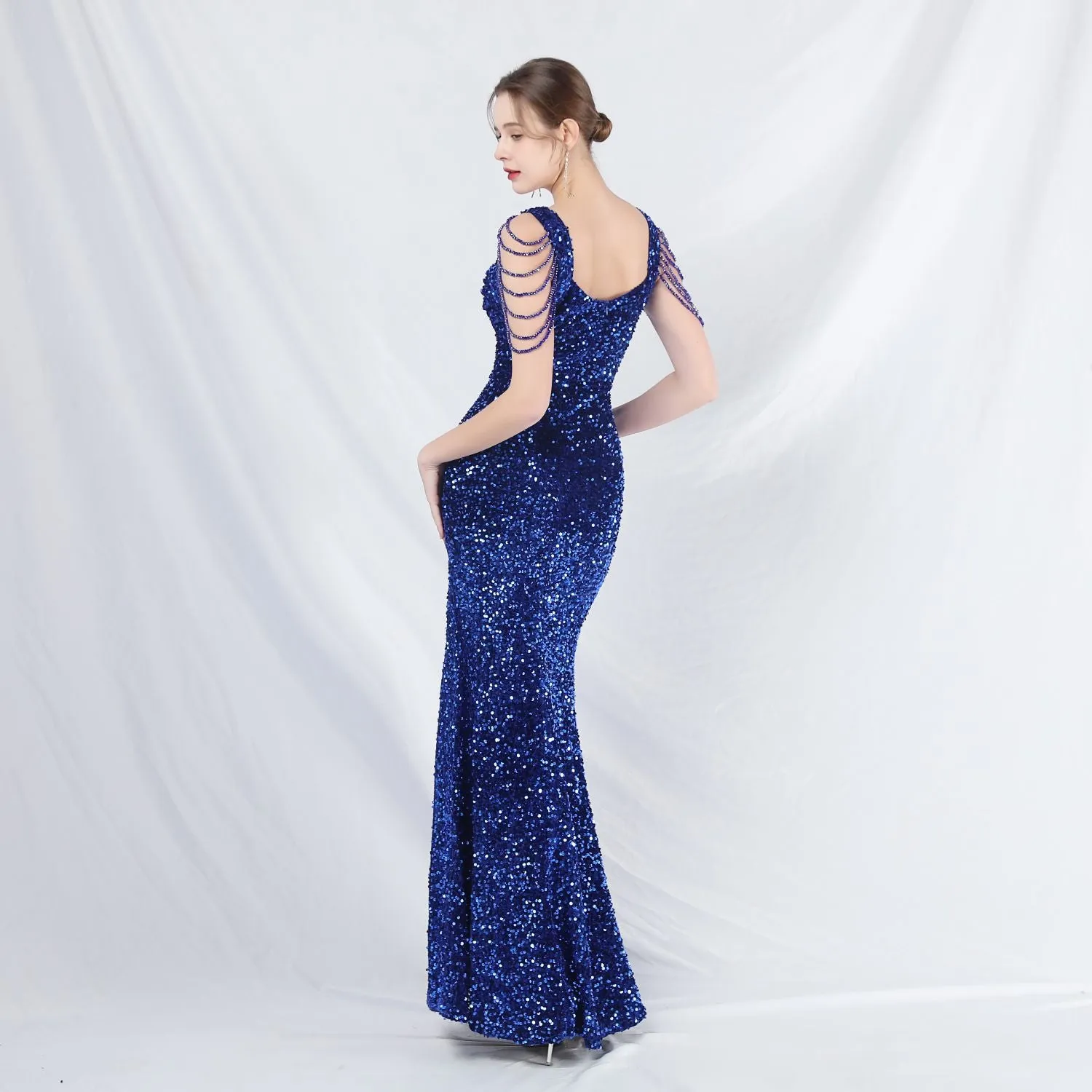 Metis-31828-Velvet Backed Beaded Formal Dress