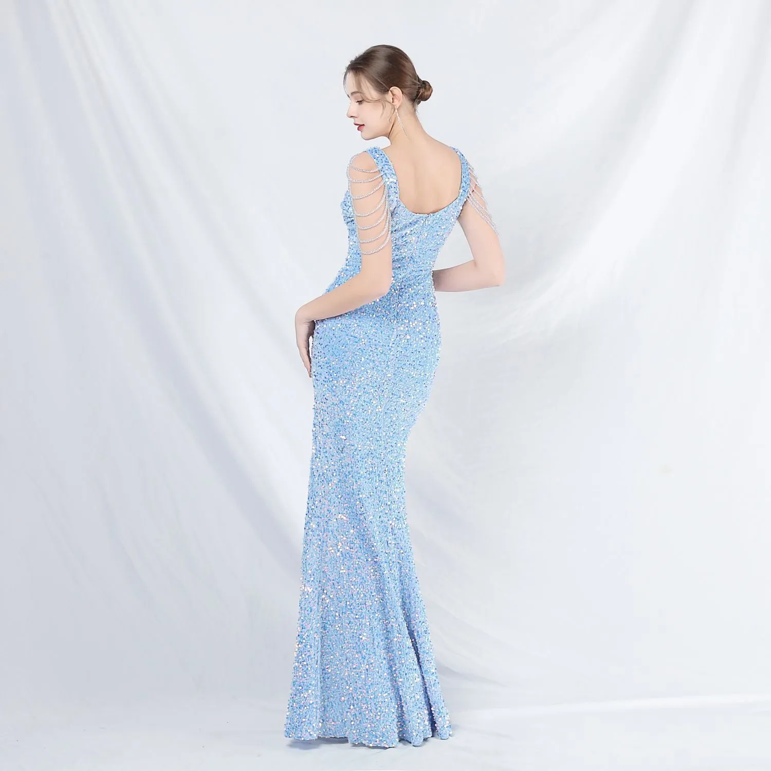 Metis-31828-Velvet Backed Beaded Formal Dress