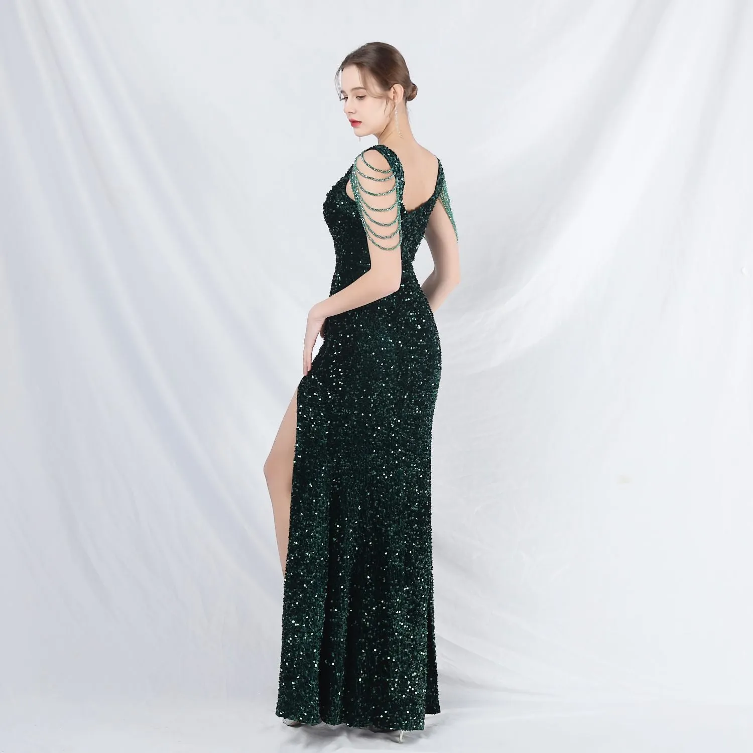 Metis-31828-Velvet Backed Beaded Formal Dress