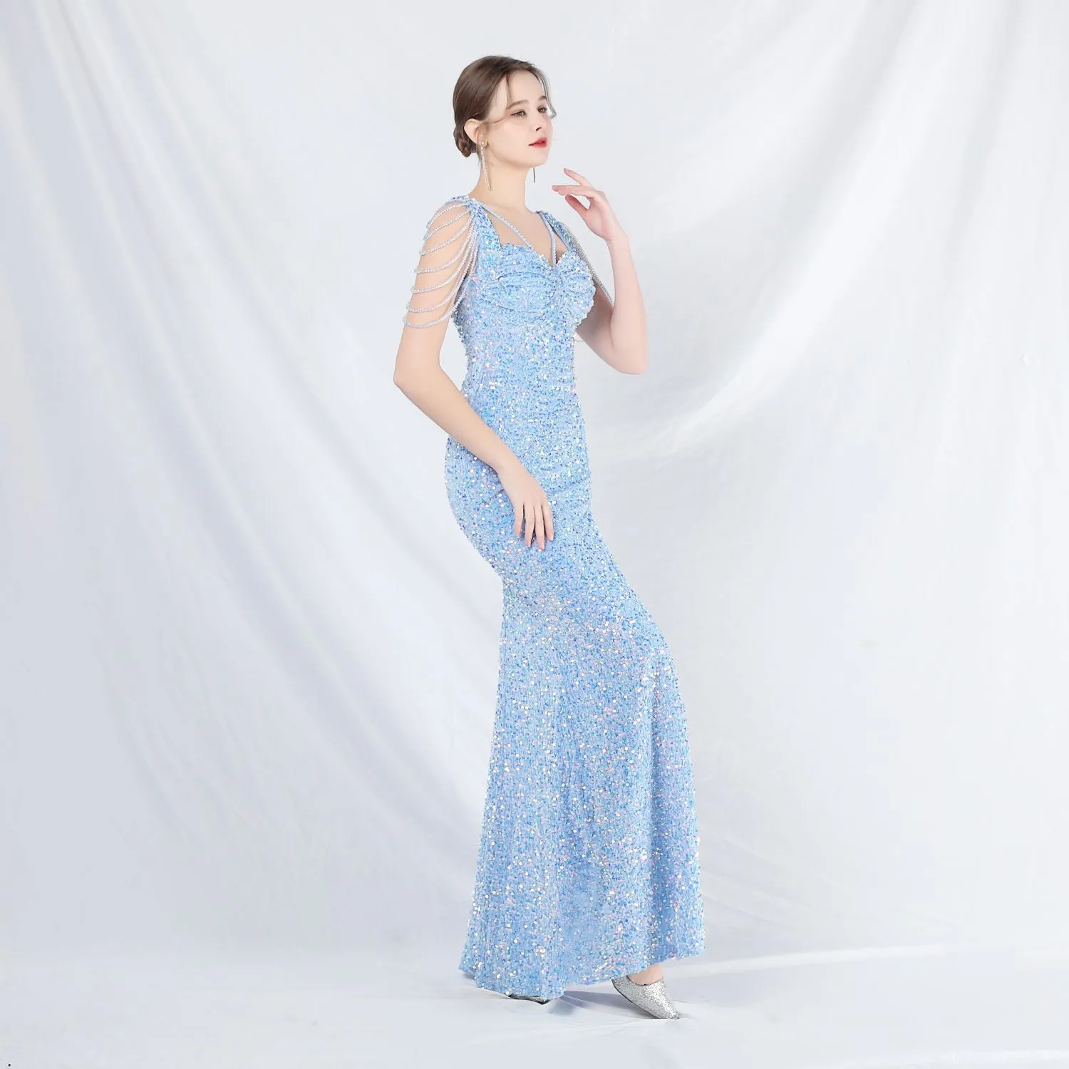 Metis-31828-Velvet Backed Beaded Formal Dress