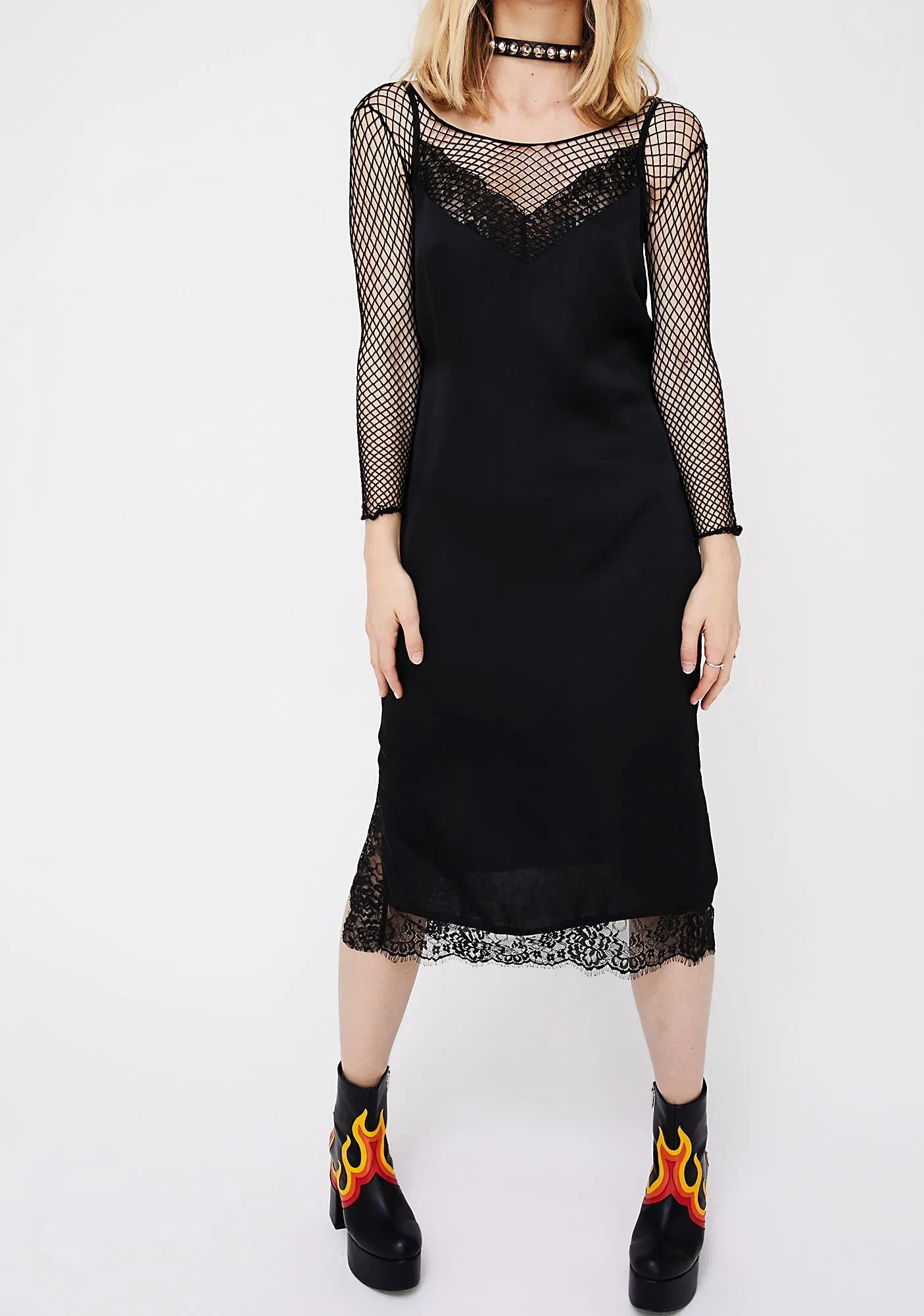 Midnight Don't Slip Midi Dress