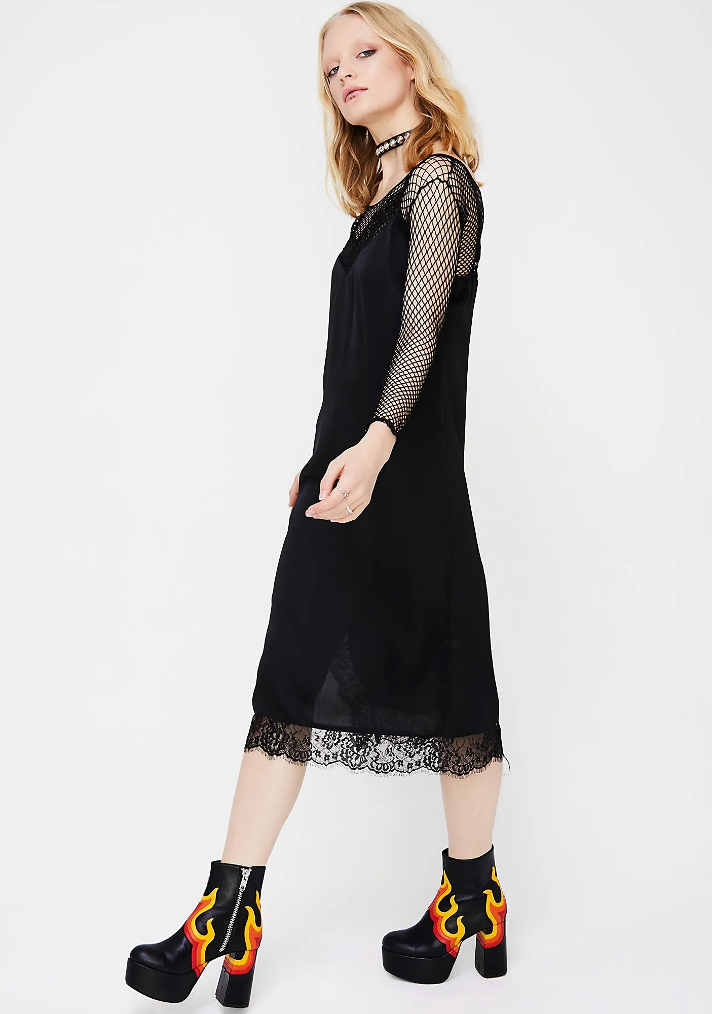 Midnight Don't Slip Midi Dress