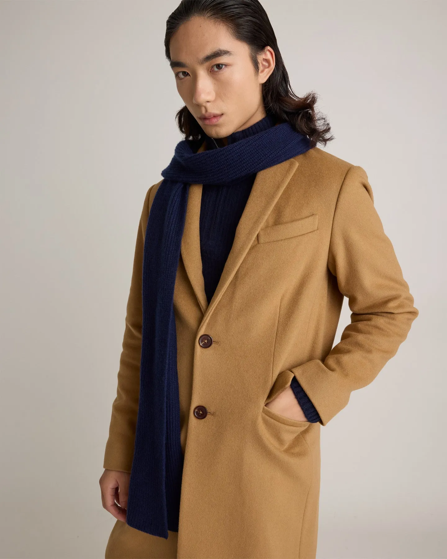 Mongolian Cashmere Ribbed Scarf