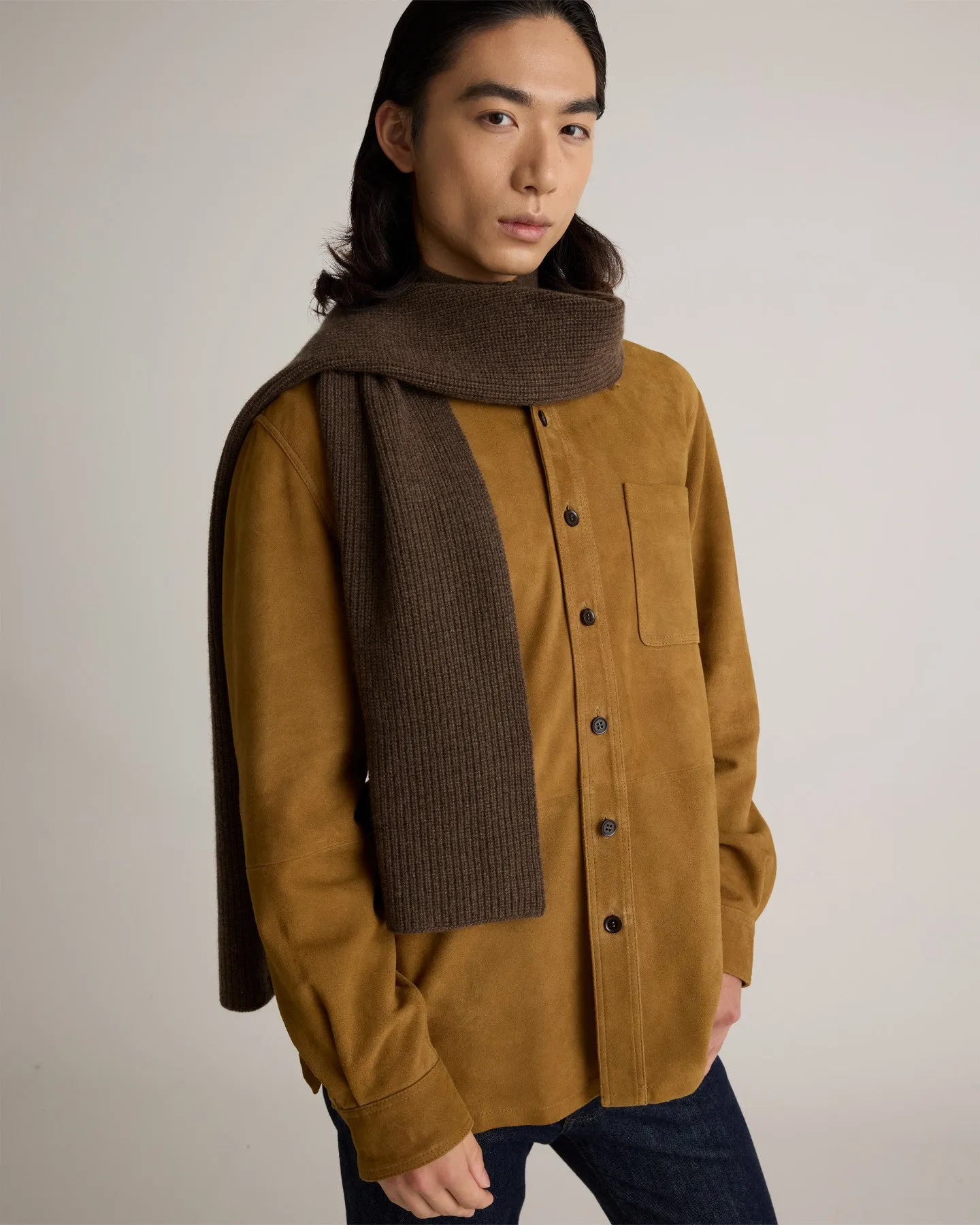 Mongolian Cashmere Ribbed Scarf