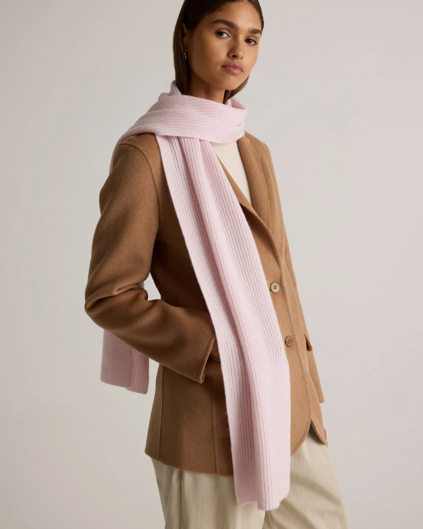 Mongolian Cashmere Ribbed Scarf