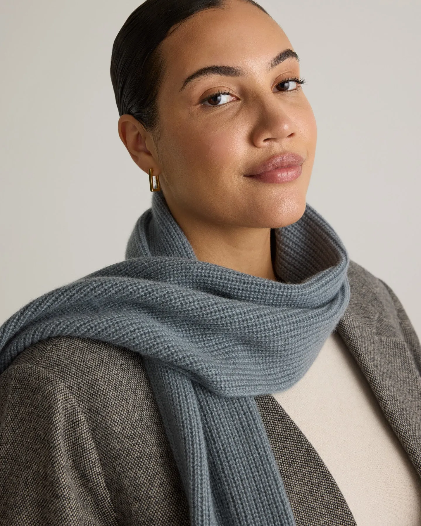 Mongolian Cashmere Ribbed Scarf