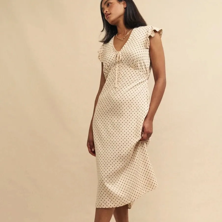 Nobody's Child Cream Polkadot Lily Midi Dress