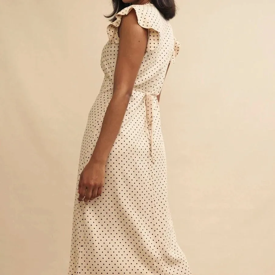 Nobody's Child Cream Polkadot Lily Midi Dress