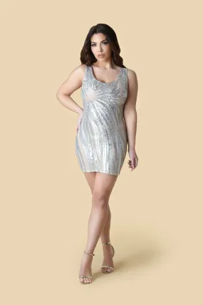 Nude Sequin Bodycon Mini Dress