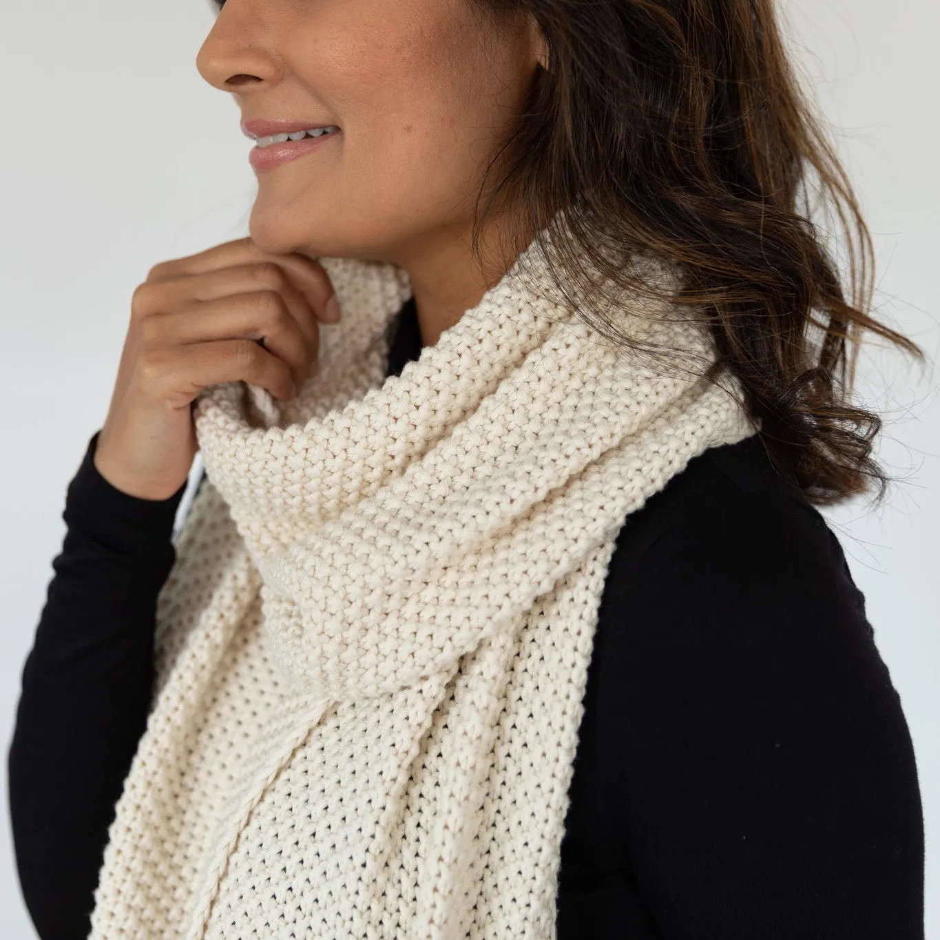 Organic Cotton Knit Scarf with Pockets