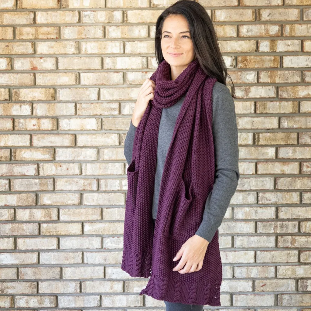 Organic Cotton Knit Scarf with Pockets