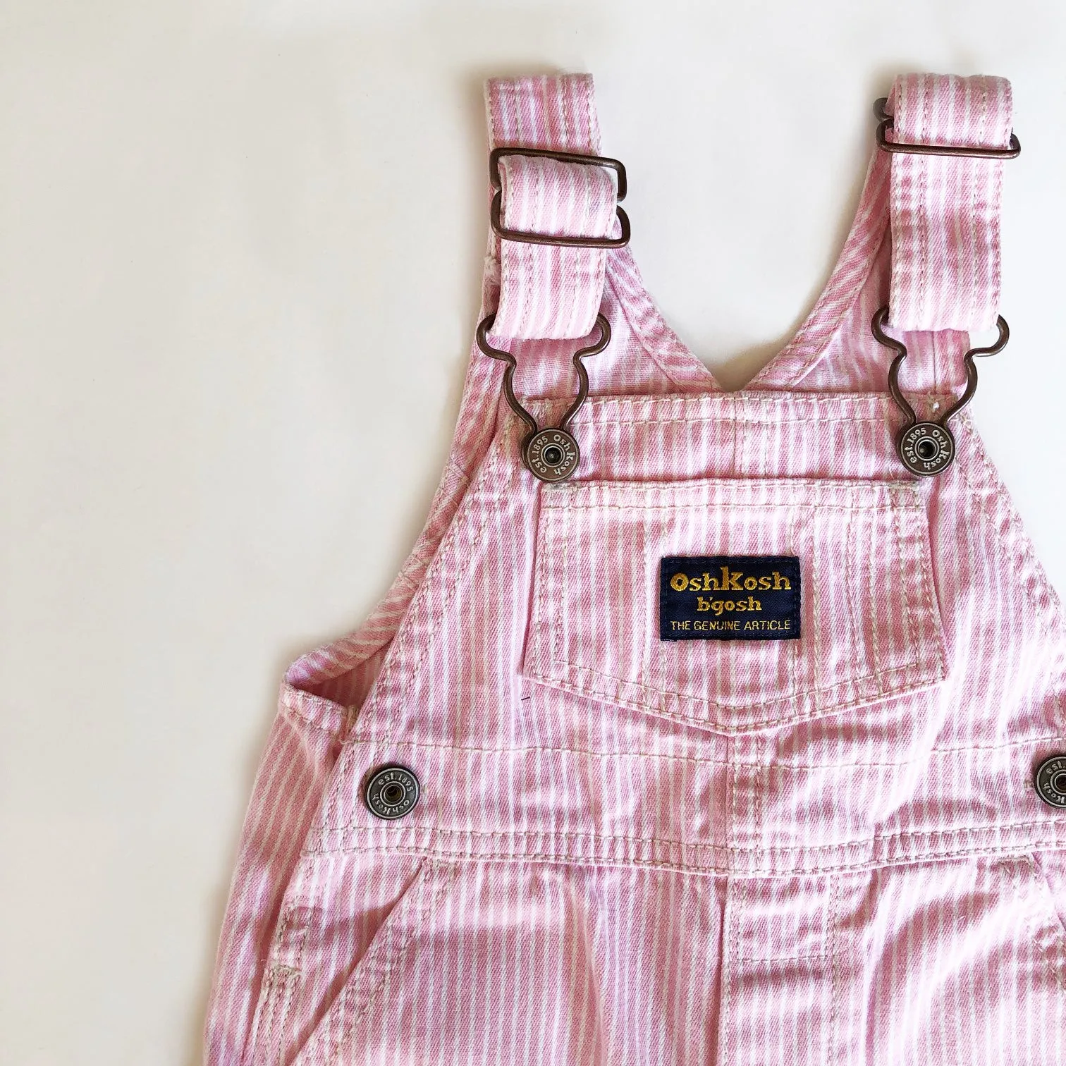 Osh Kosh Pail Pink Hickory Stripe Overall size 9 months