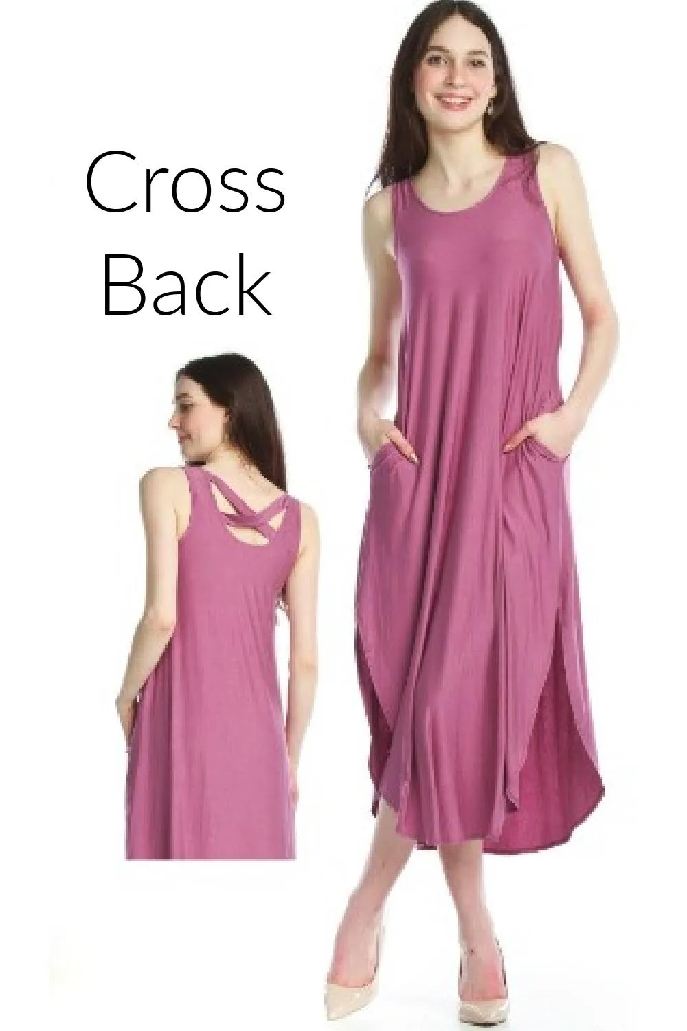 Papillon Soft Stretch Maxi Dress with Crossback & Pockets, Lagoon (PD-12663)