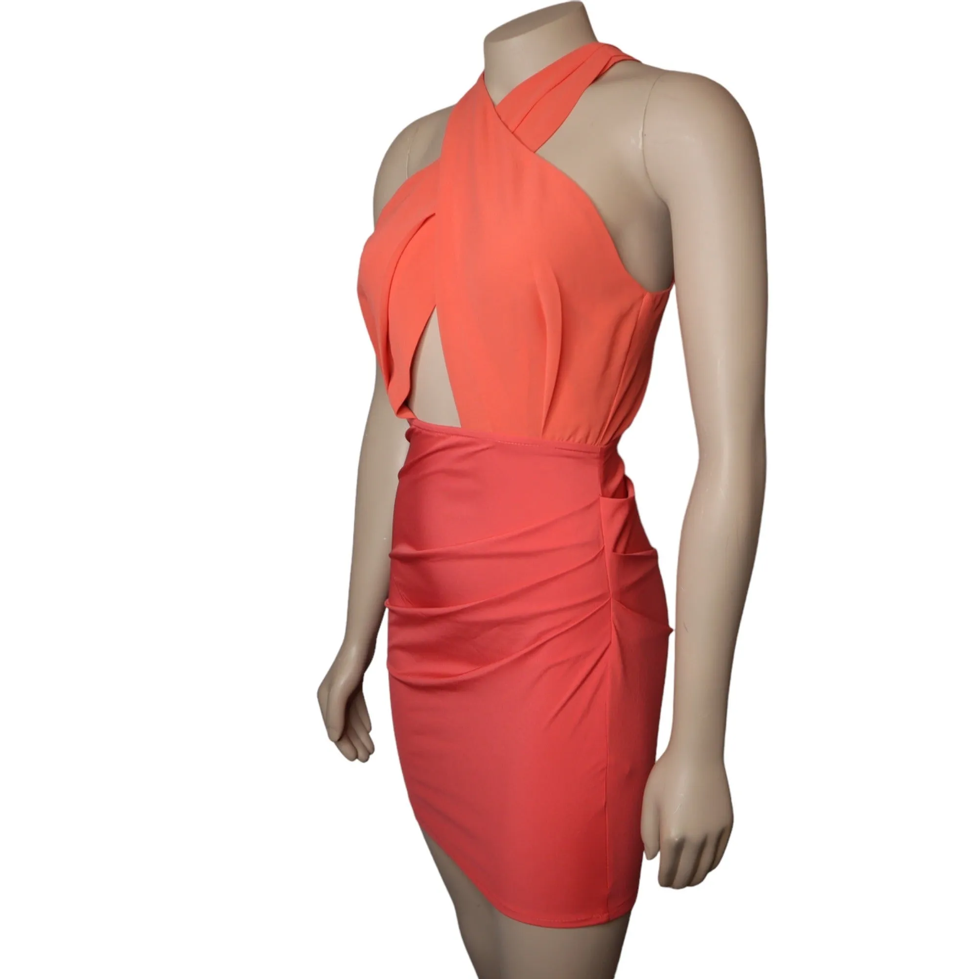 Paradisco Orange Cross Front Halter Neck Mini Dress Women's Size 6