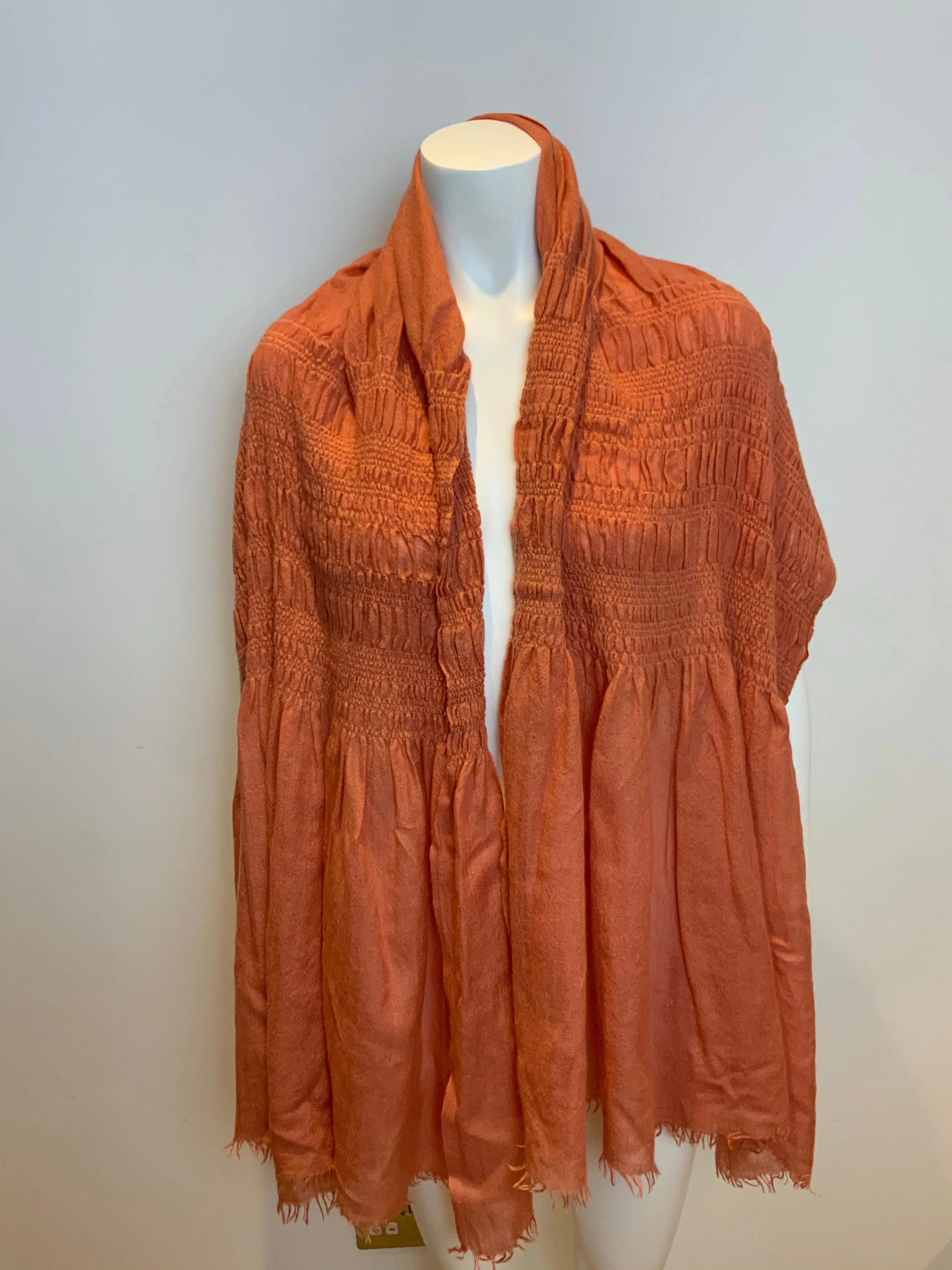 Peach thin knit wool scarf fringe trim scarf shawl AMAZING ladies