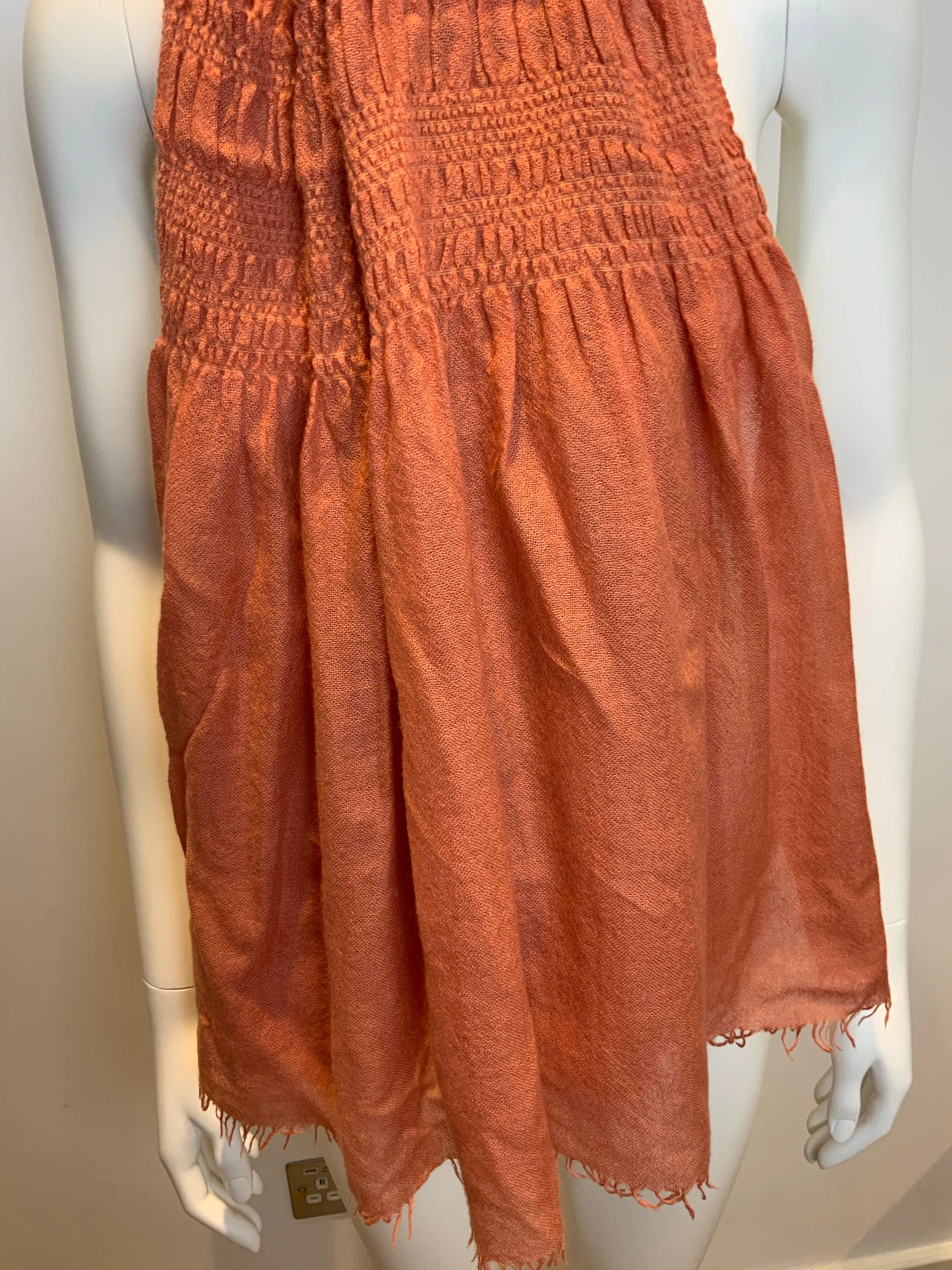 Peach thin knit wool scarf fringe trim scarf shawl AMAZING ladies