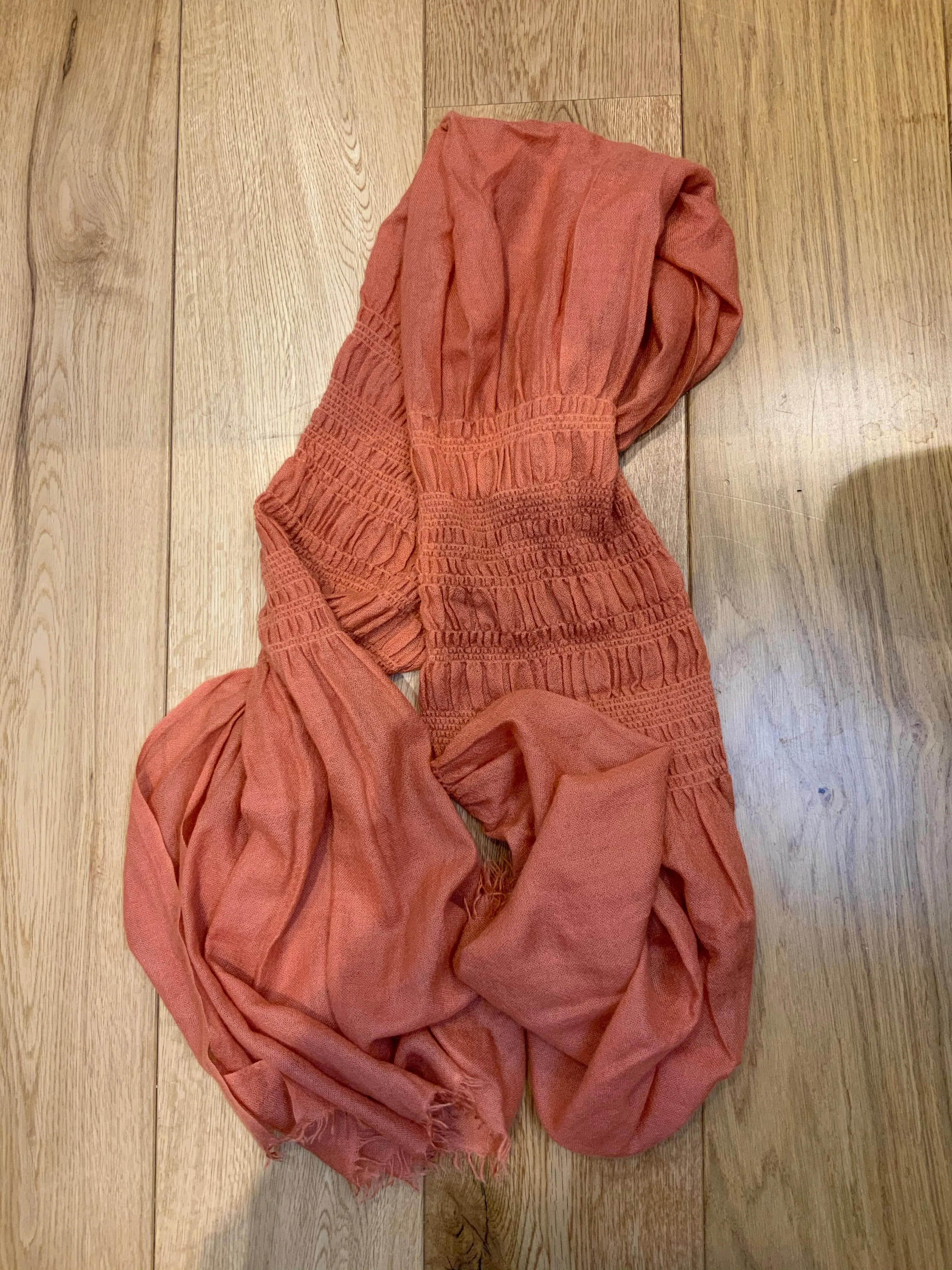 Peach thin knit wool scarf fringe trim scarf shawl AMAZING ladies