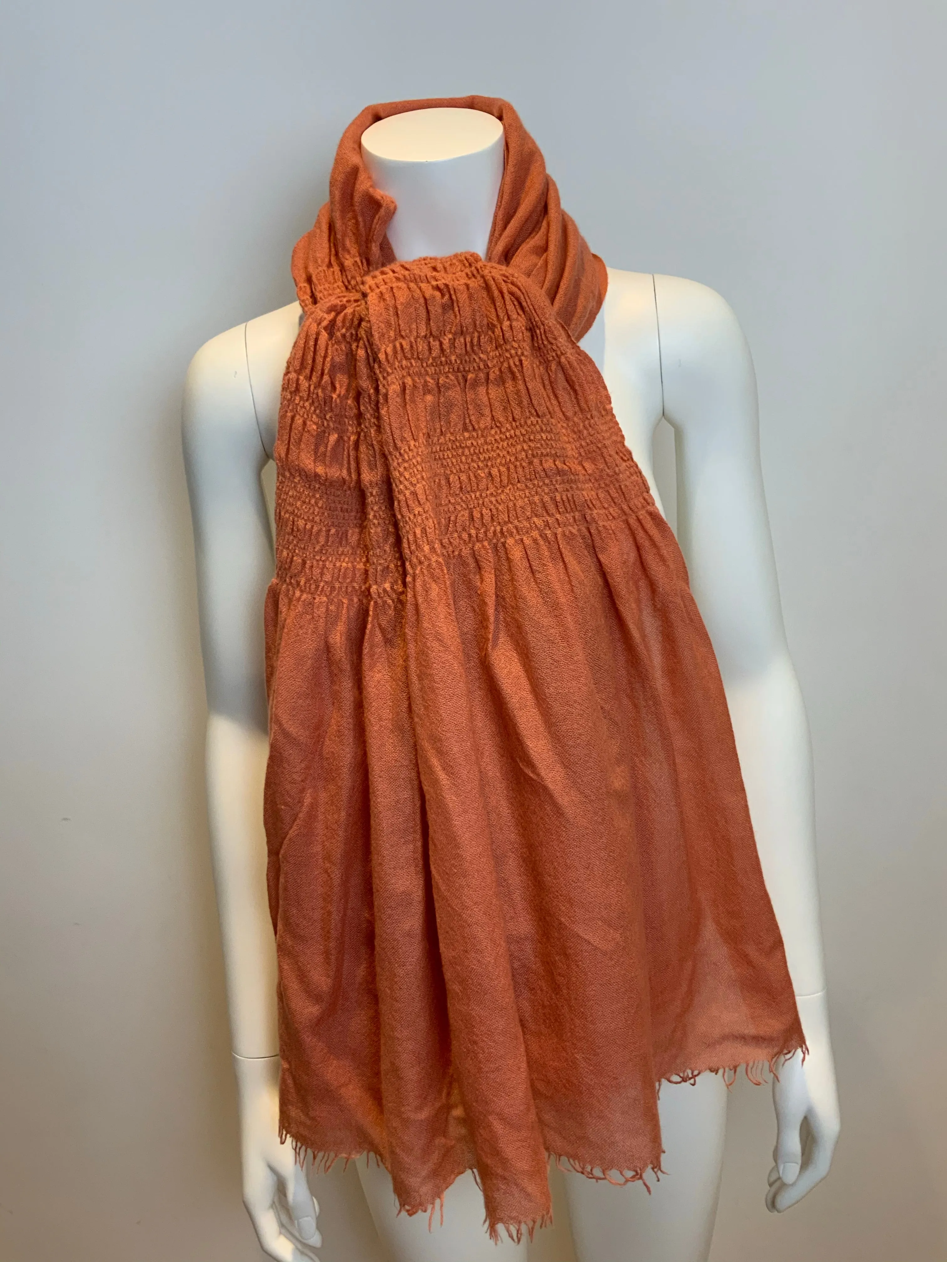 Peach thin knit wool scarf fringe trim scarf shawl AMAZING ladies