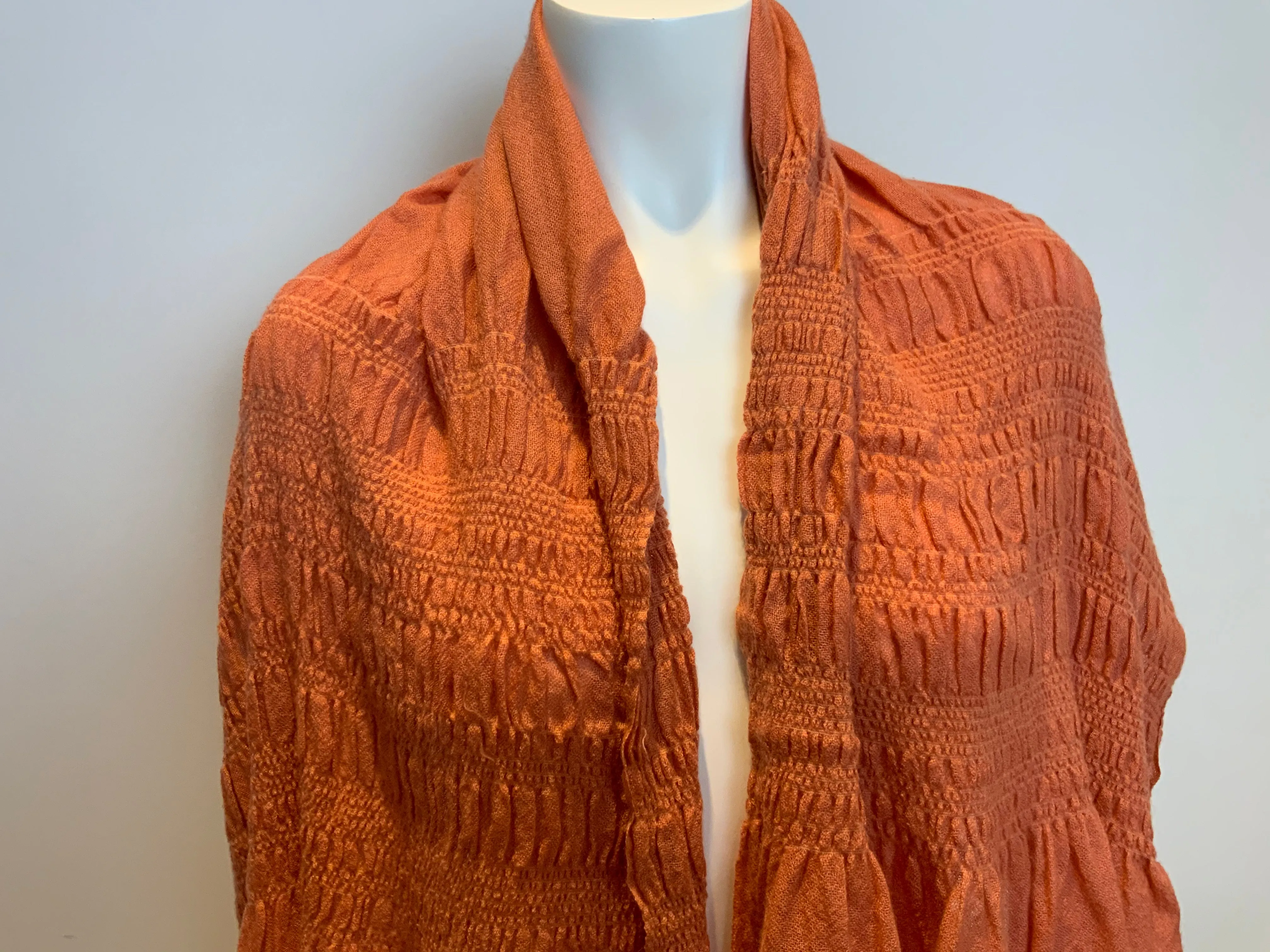 Peach thin knit wool scarf fringe trim scarf shawl AMAZING ladies