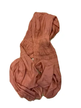 Peach thin knit wool scarf fringe trim scarf shawl AMAZING ladies