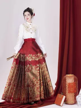 Phoenix Nesting in the Wutong - Red Mamianqun Skirt
