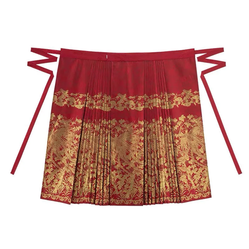 Phoenix Nesting in the Wutong - Red Mamianqun Skirt