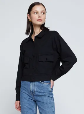 Ponte Cropped Jacket in Black