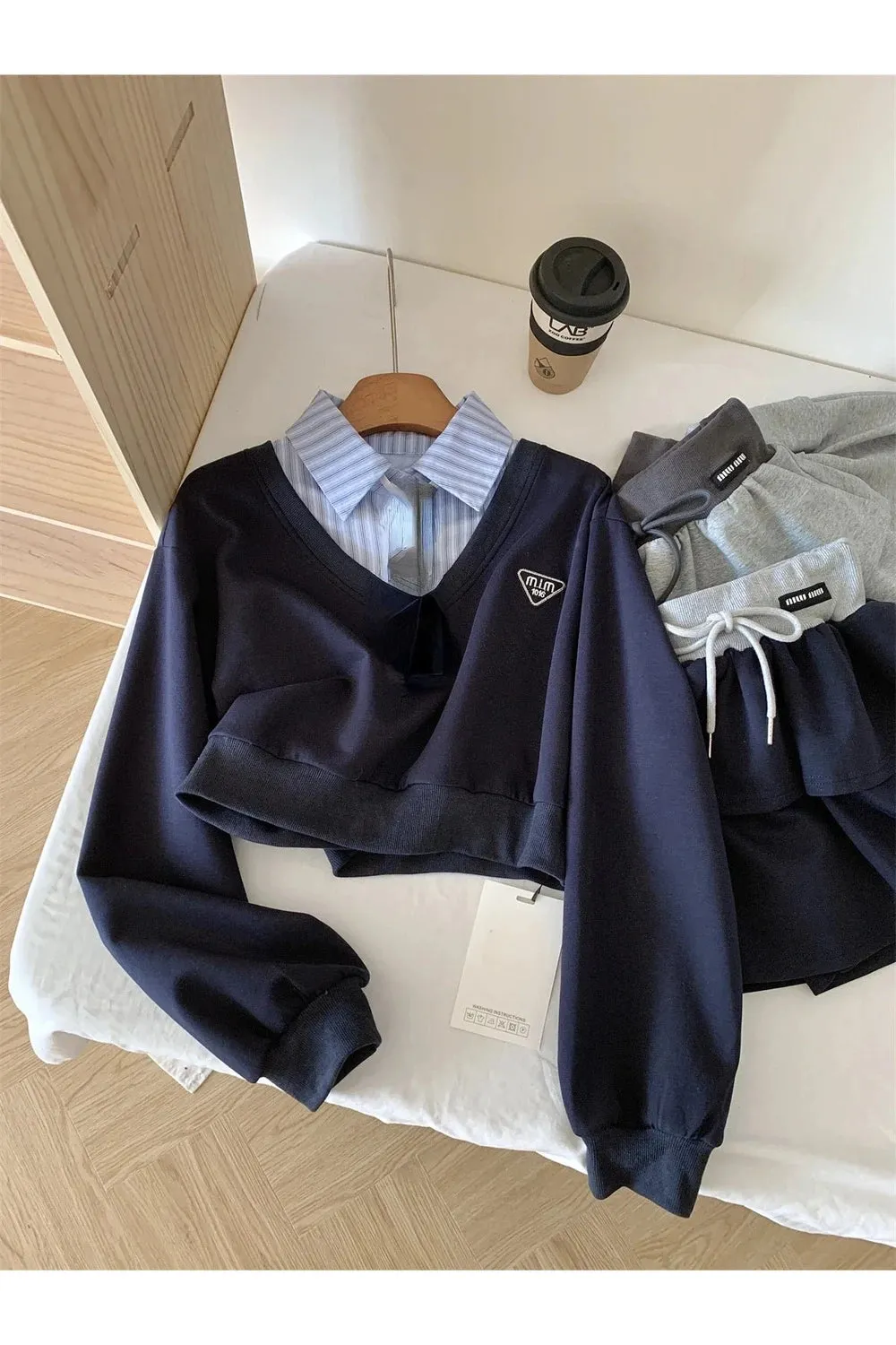 Preppy Layered Ruffle Skirt Set