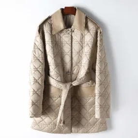 Quilted Mid-Length Coat for Women